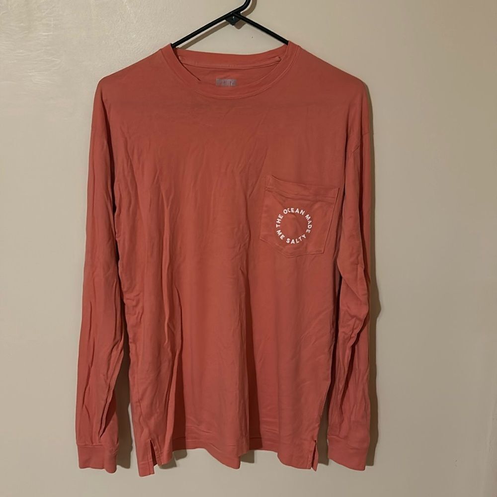 PINK by Victoria's Secret "The Ocean Made me Salty" Long Sleeve Coral Tee XS